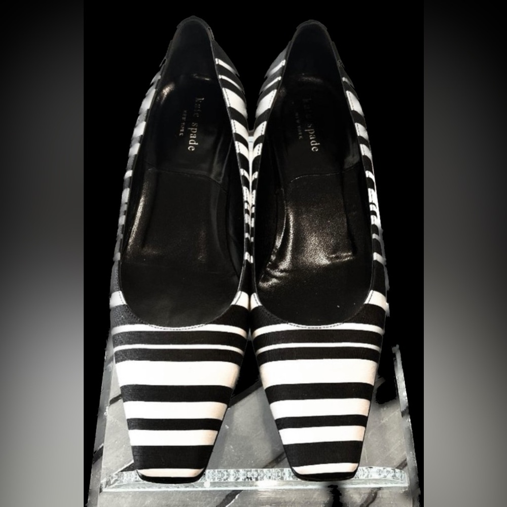 Vintage KATE SPADE Black and White Striped Flats